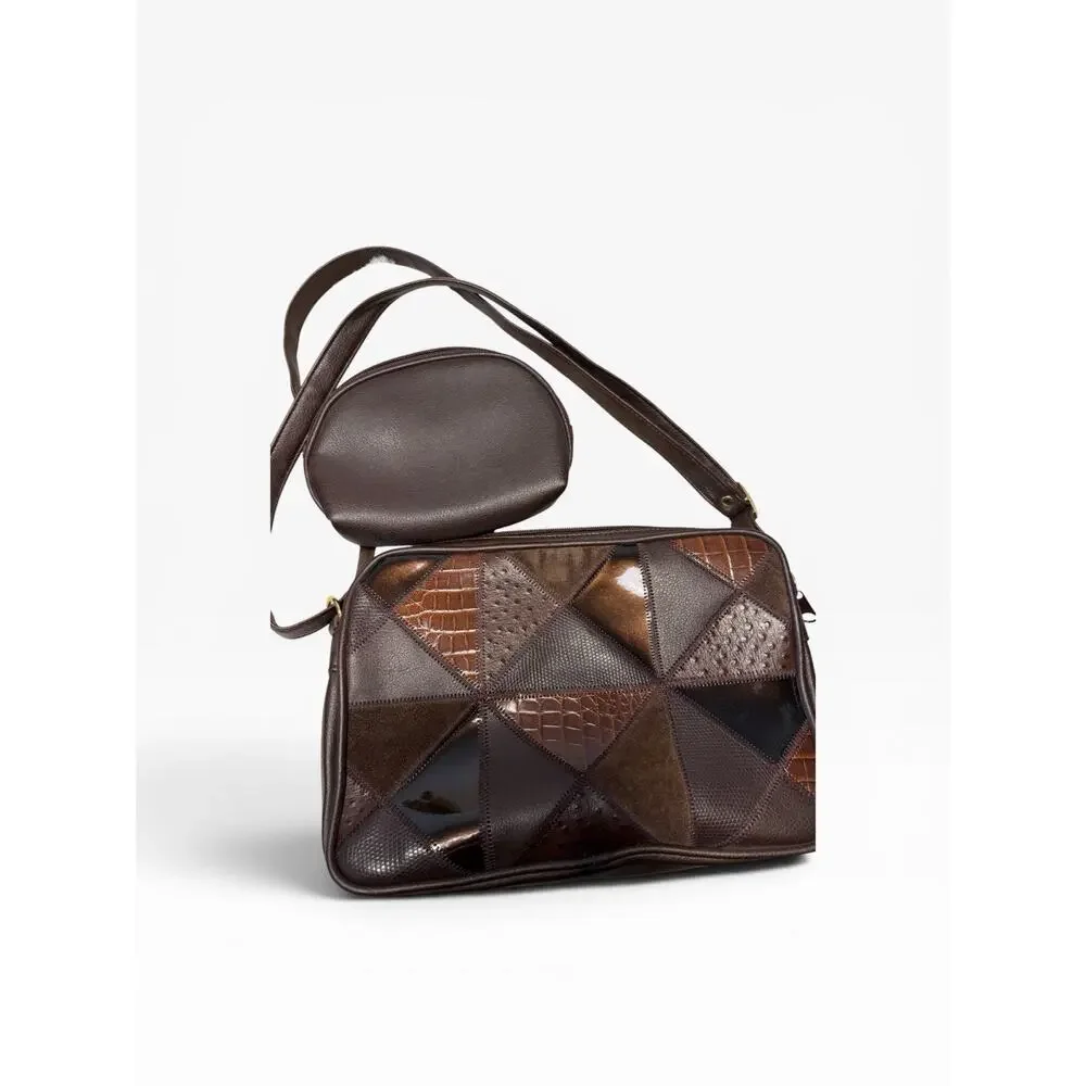 Vintage Y2K Patchwork Crossbody Leather Colored‎ Patchwork Purse and Wallet